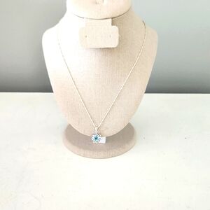 Sterling silver and glass pendant with chain, 'evil eye' design